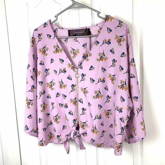 Code x Mode Floral Print Tie Front Blouse - Picture 1 of 3